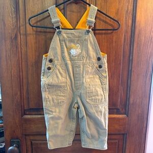 Please Mum Y2K Khaki Boys Overalls Fleece-Lined Size 18 Months Go Bananas Patch